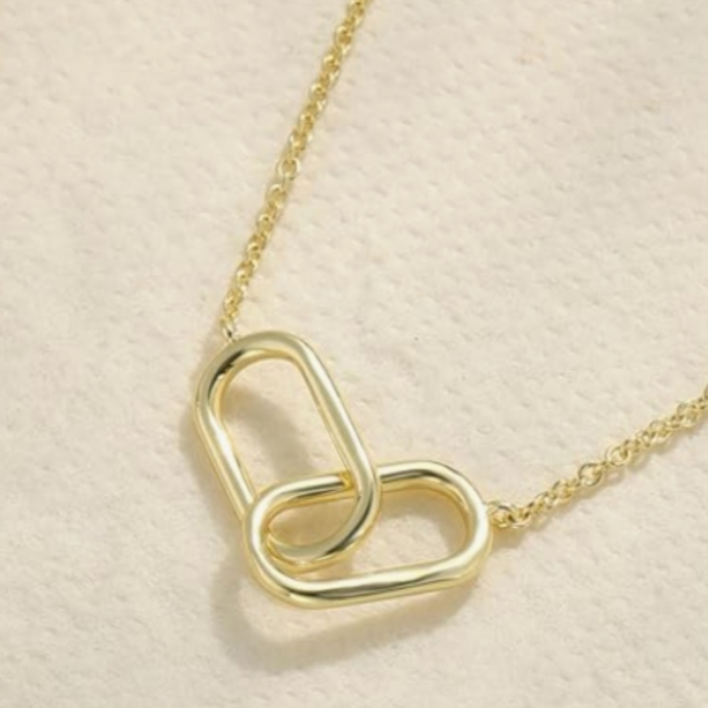 Gold Necklace for Women Trendy 14K Gold Plated Dainty Paper Clip Necklace - Picture 5 of 7